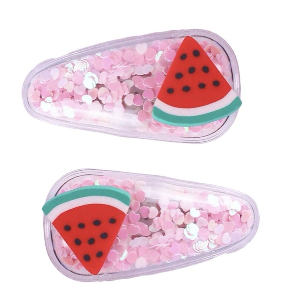 Watermelon Confetti Fruit Shaker 2 PCs Same Snap Hair Clips Hairpin Women Girls